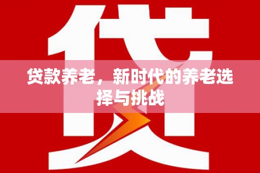 武平贷款养老，新时代的养老选择与挑战